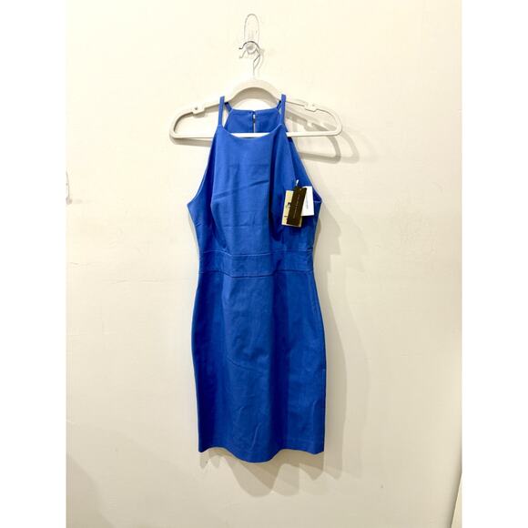 NWT Banana Republic Bi-Stretch Racer-Neck Sheath Mini Dress Blue Women's Size 8 - Picture 2 of 7